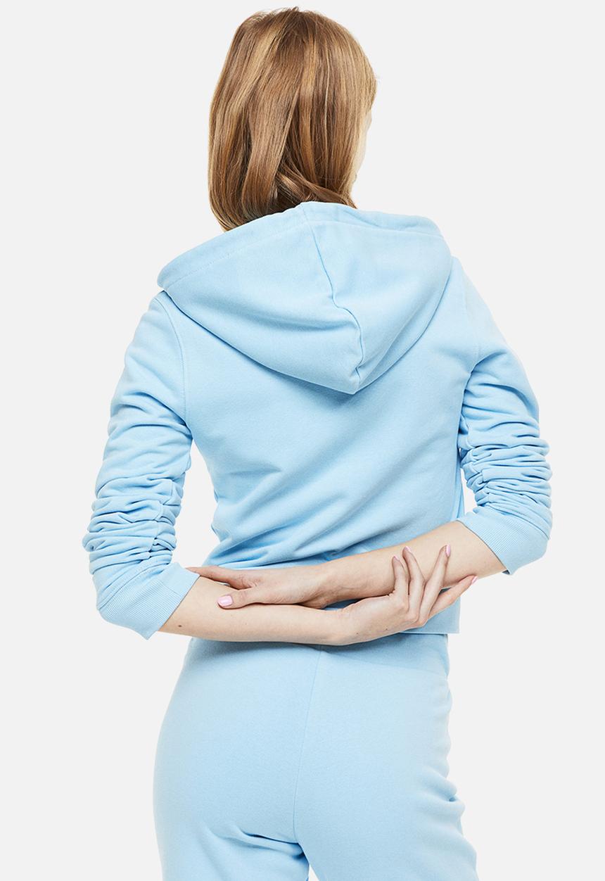 H&M - Fitted zip-through hoodie - light blue 
