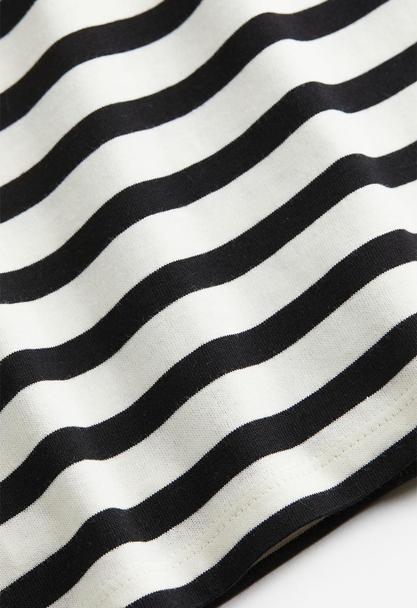 H&M - Long-sleeved jersey top - black / white striped 