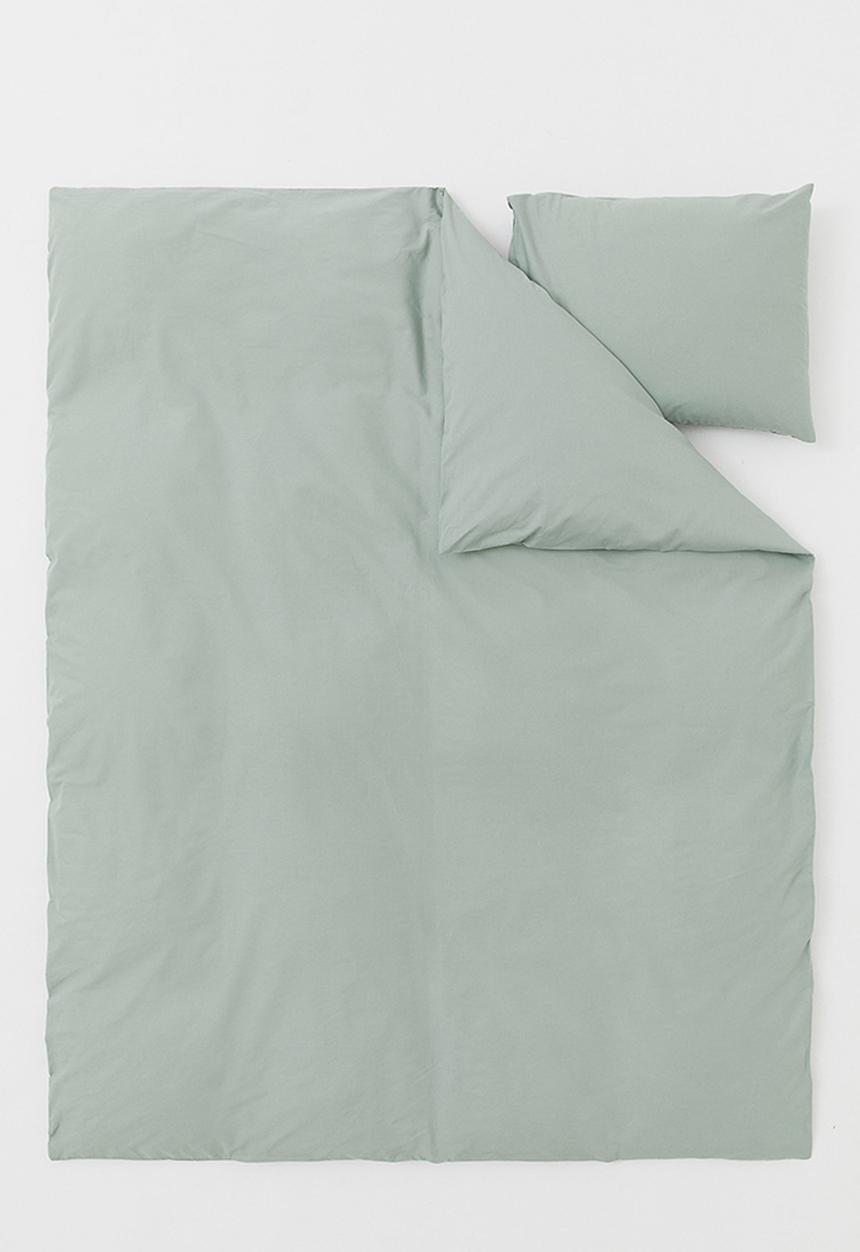 H&M - Cotton single duvet cover set - green
