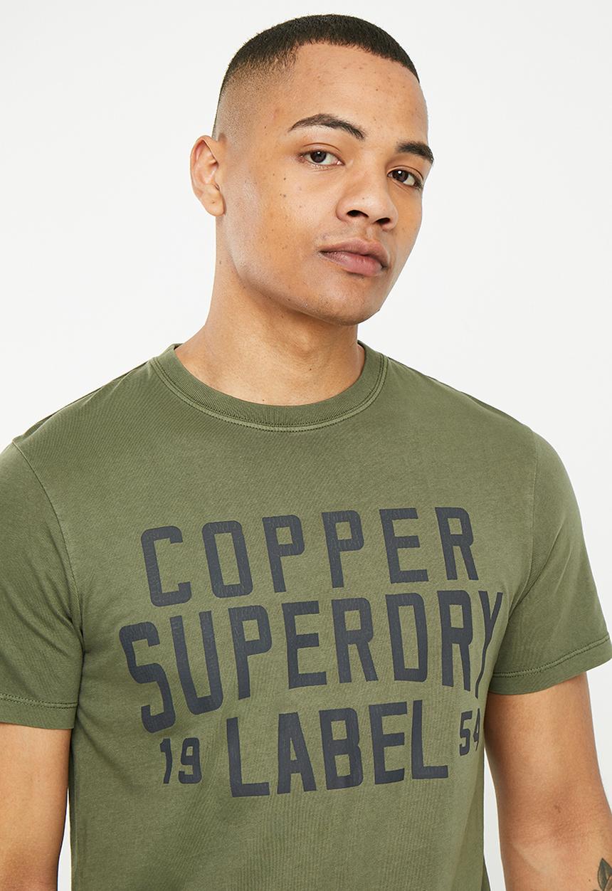 Superdry. - Vintage copper label tee - chive green