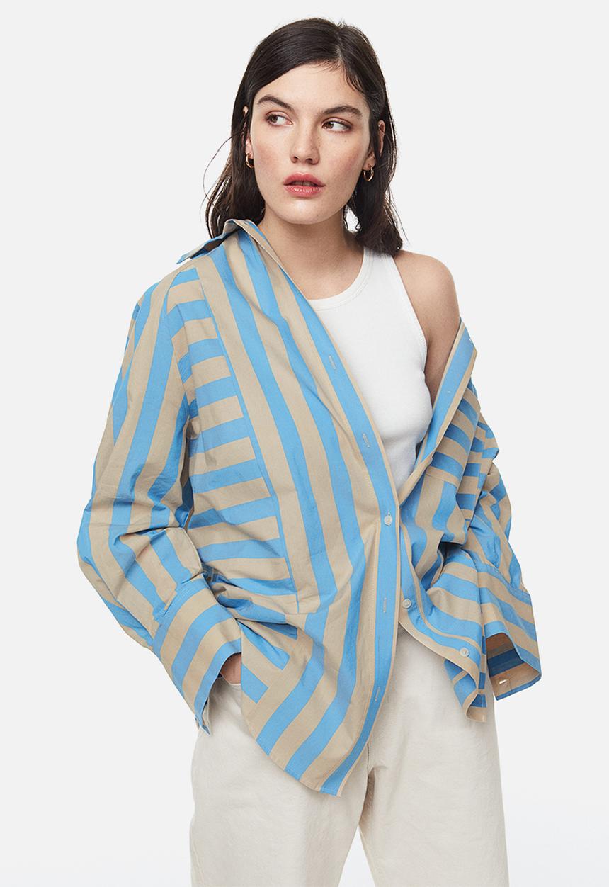 H&M - Cotton shirt - blue / striped 