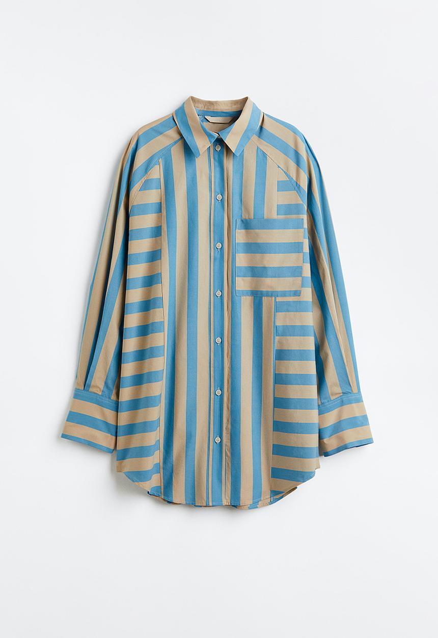 H&M - Cotton shirt - blue / striped 
