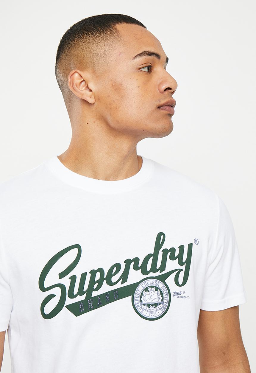 Superdry. - Vintage scripted college tee - optic