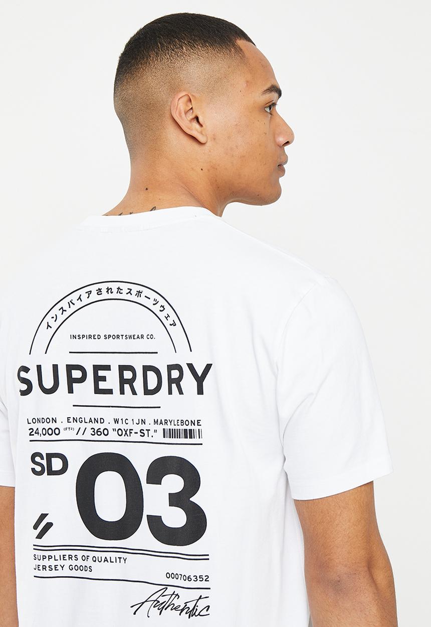Superdry. - Code stacked logo tee - brilliant white