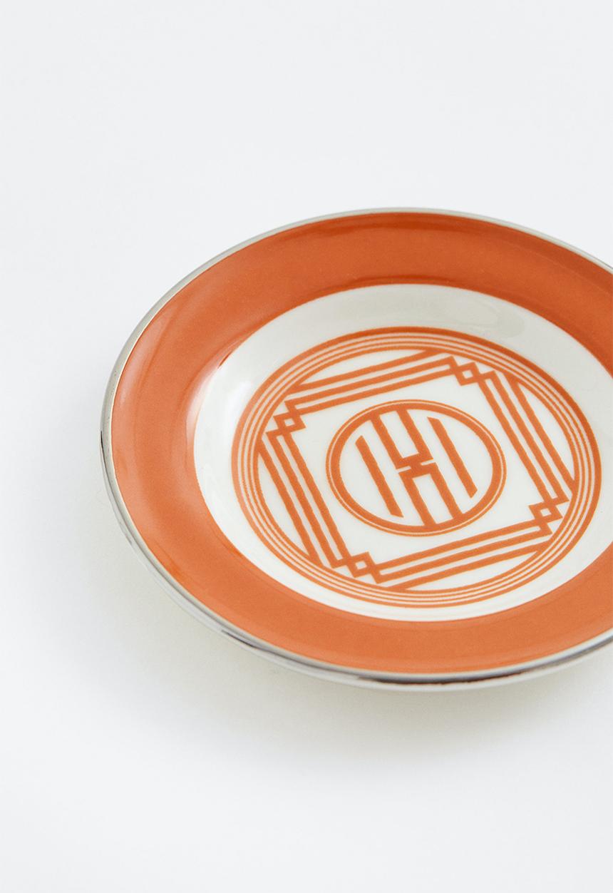 H&M - Small porcelain plate - multi,orange