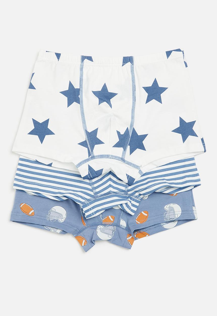 Pop Candy - Boys 3 pack boyshorts - blue & white
