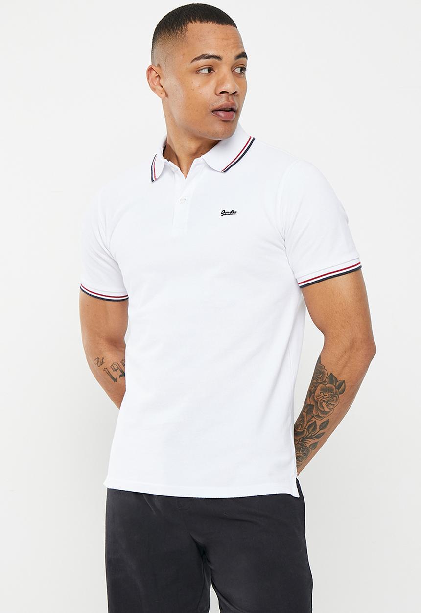 Superdry. - Vintage tipped short sleeve polo - optic & red