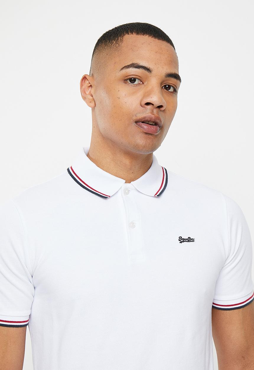 Superdry. - Vintage tipped short sleeve polo - optic & red