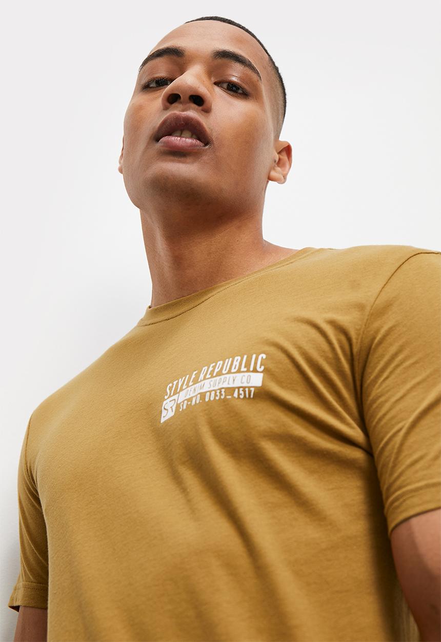 STYLE REPUBLIC - Josh SR logo graphic tee - mid brown