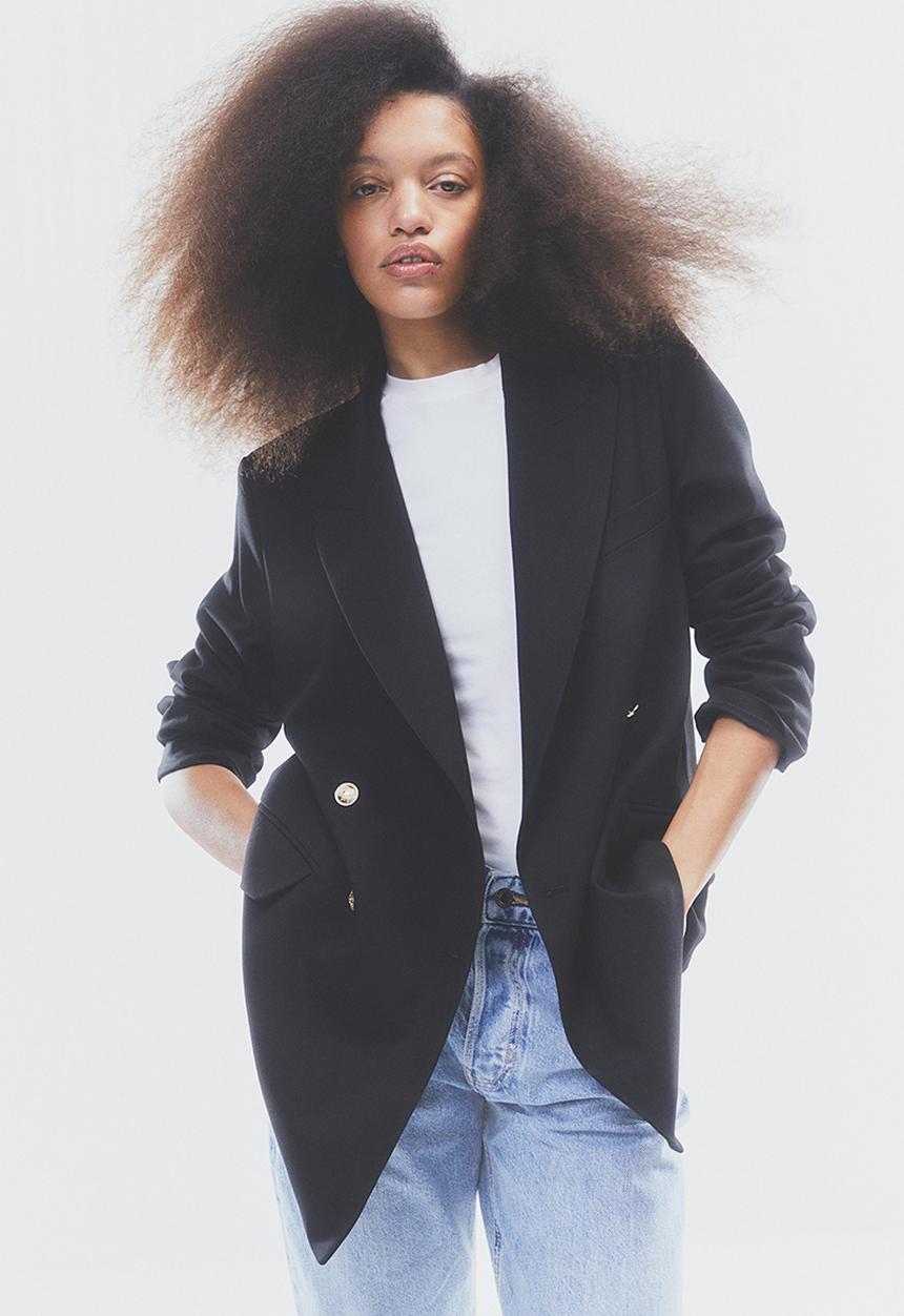 H&M - Double-breasted blazer - black