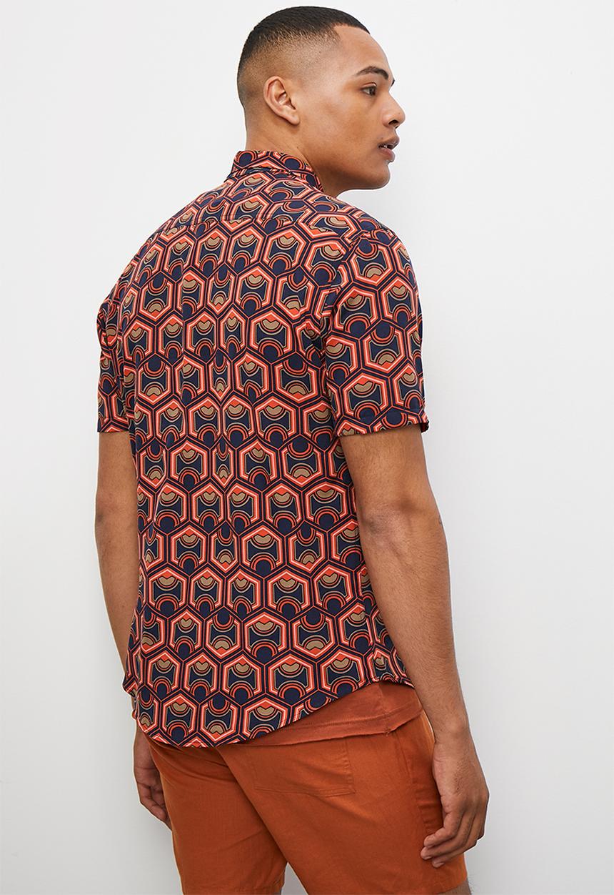 STYLE REPUBLIC - Retro print short sleeve shirt - multi