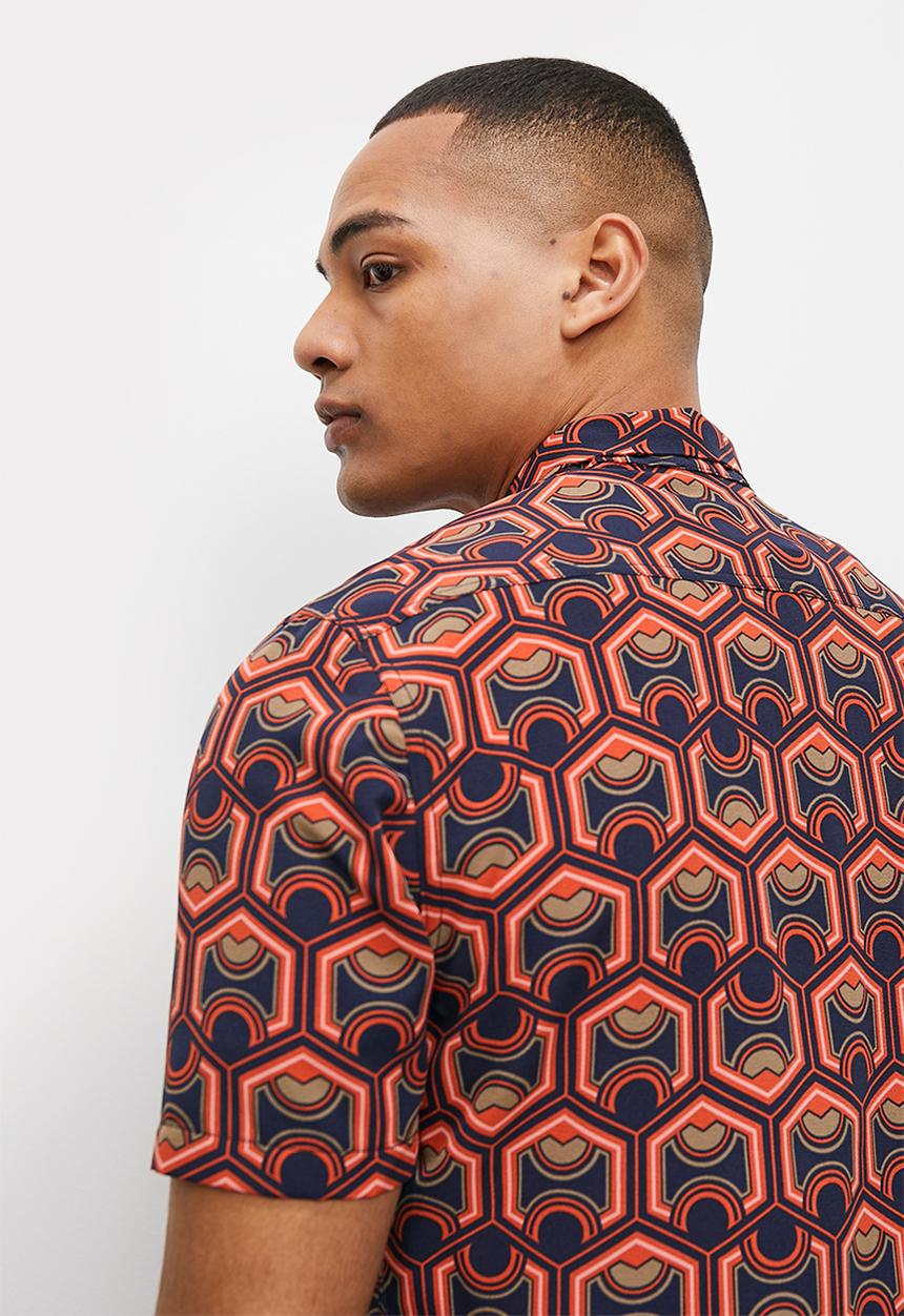 STYLE REPUBLIC - Retro print short sleeve shirt - multi