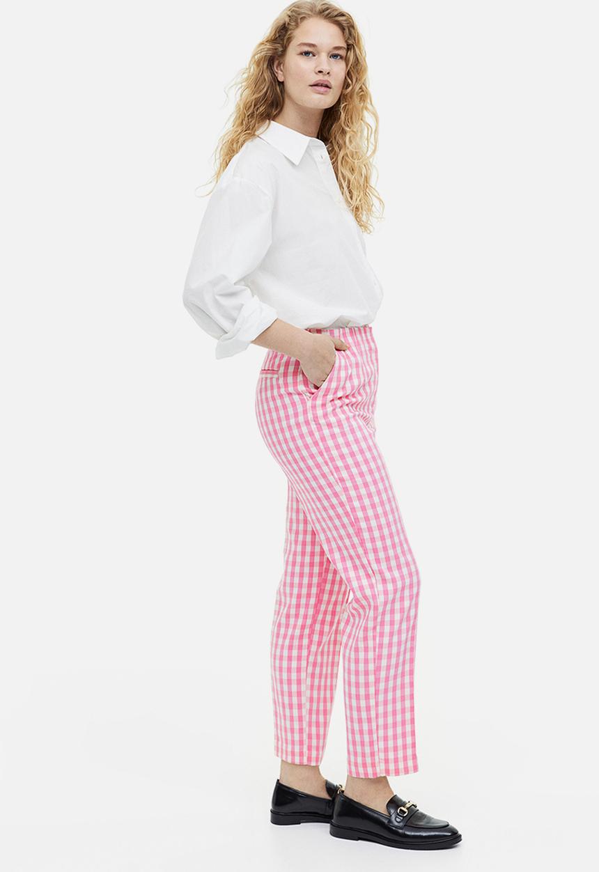 H&M - Tapered trousers - pink/checked 