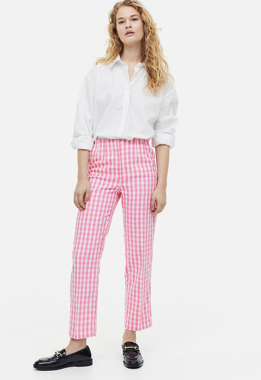 H&M - Tapered trousers - pink/checked 