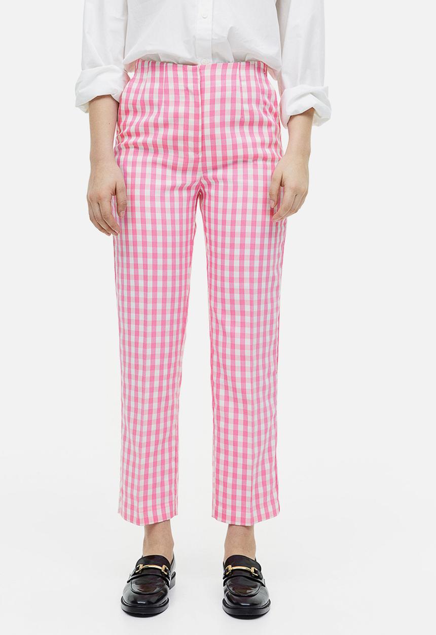 H&M - Tapered trousers - pink/checked 