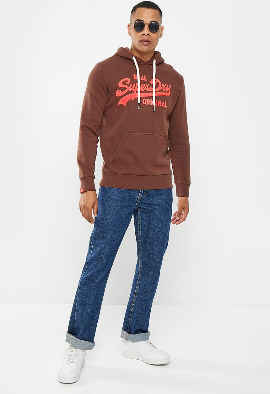 Superdry. - Vintage vl neon hood - bitter chocolate brown