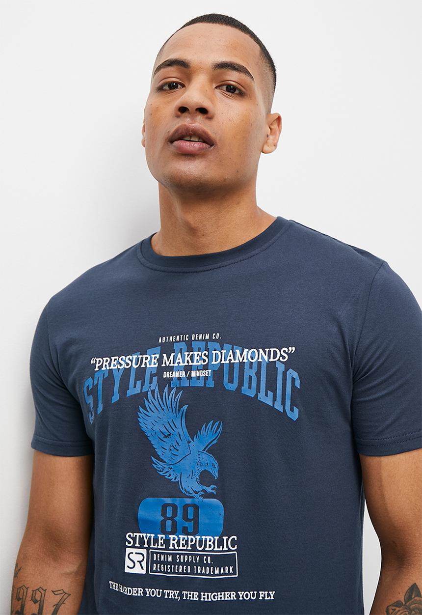 STYLE REPUBLIC - SR eagle logo print - navy