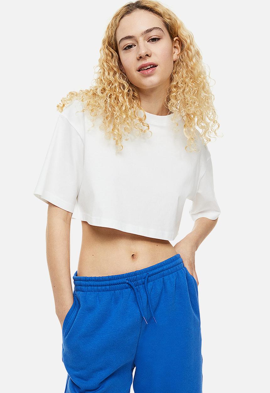 H&M - Cropped cotton T-shirt - white