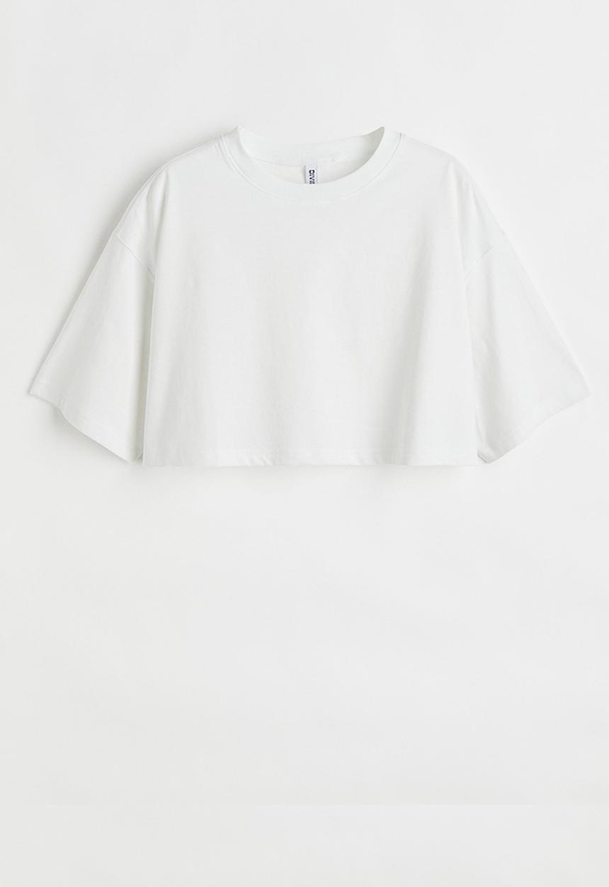 H&M - Cropped cotton T-shirt - white