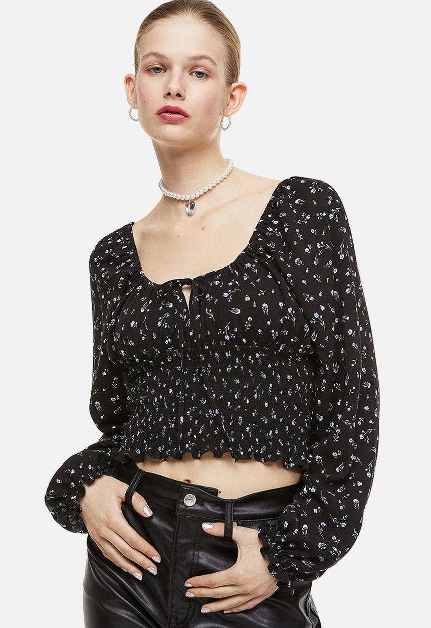 H&M - Smocked blouse - black