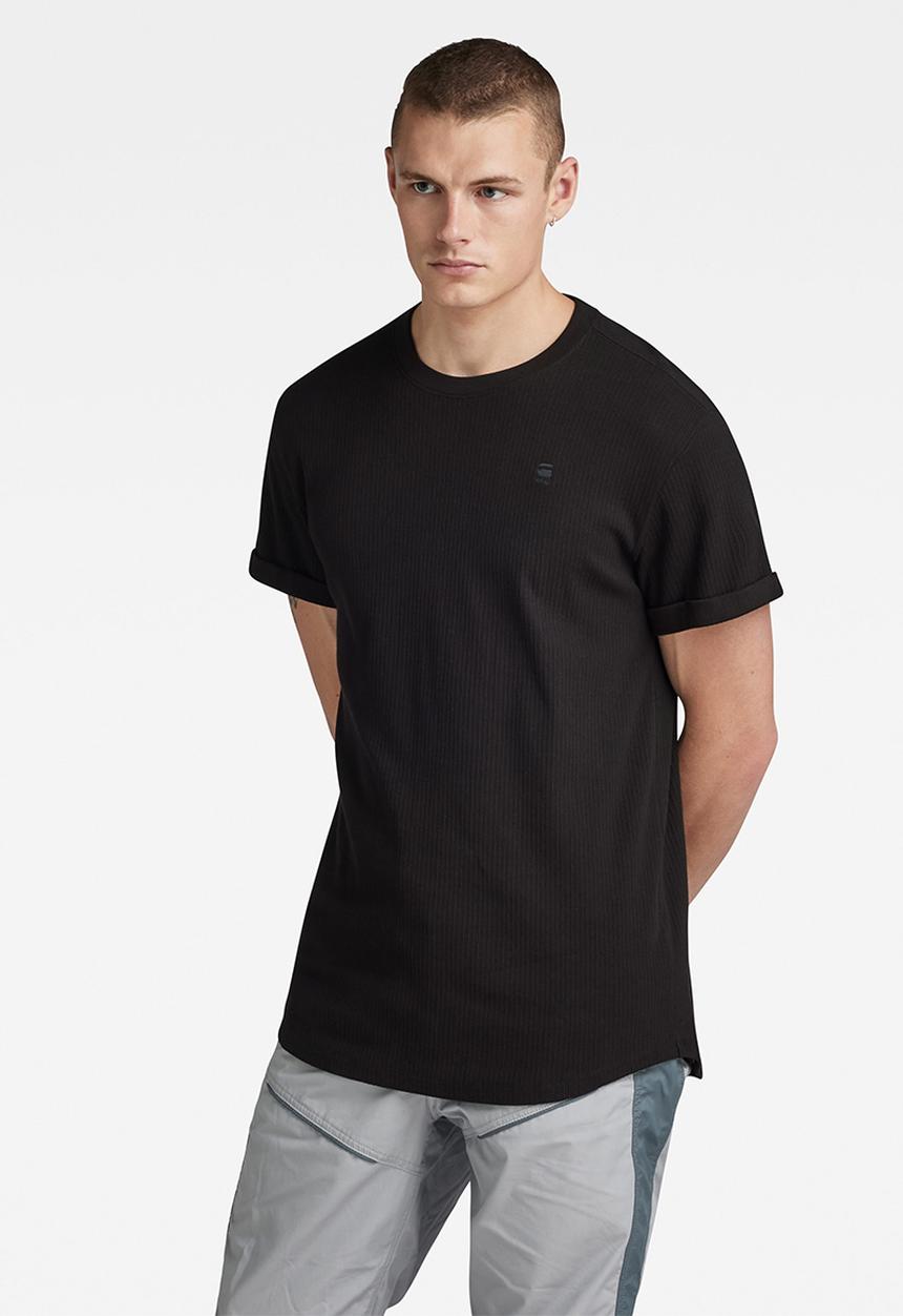 G-STAR - Lash r t short sleeve crespo rib - dk black