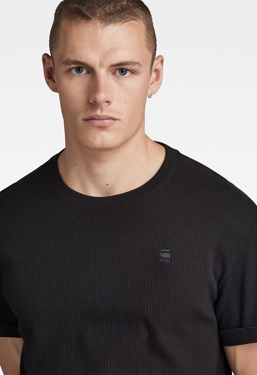 G-STAR - Lash r t short sleeve crespo rib - dk black