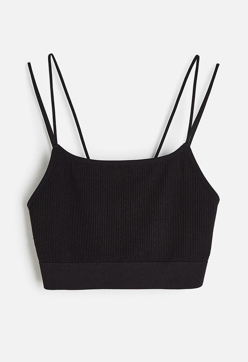 H&M - Ribbed seamless crop top - black
