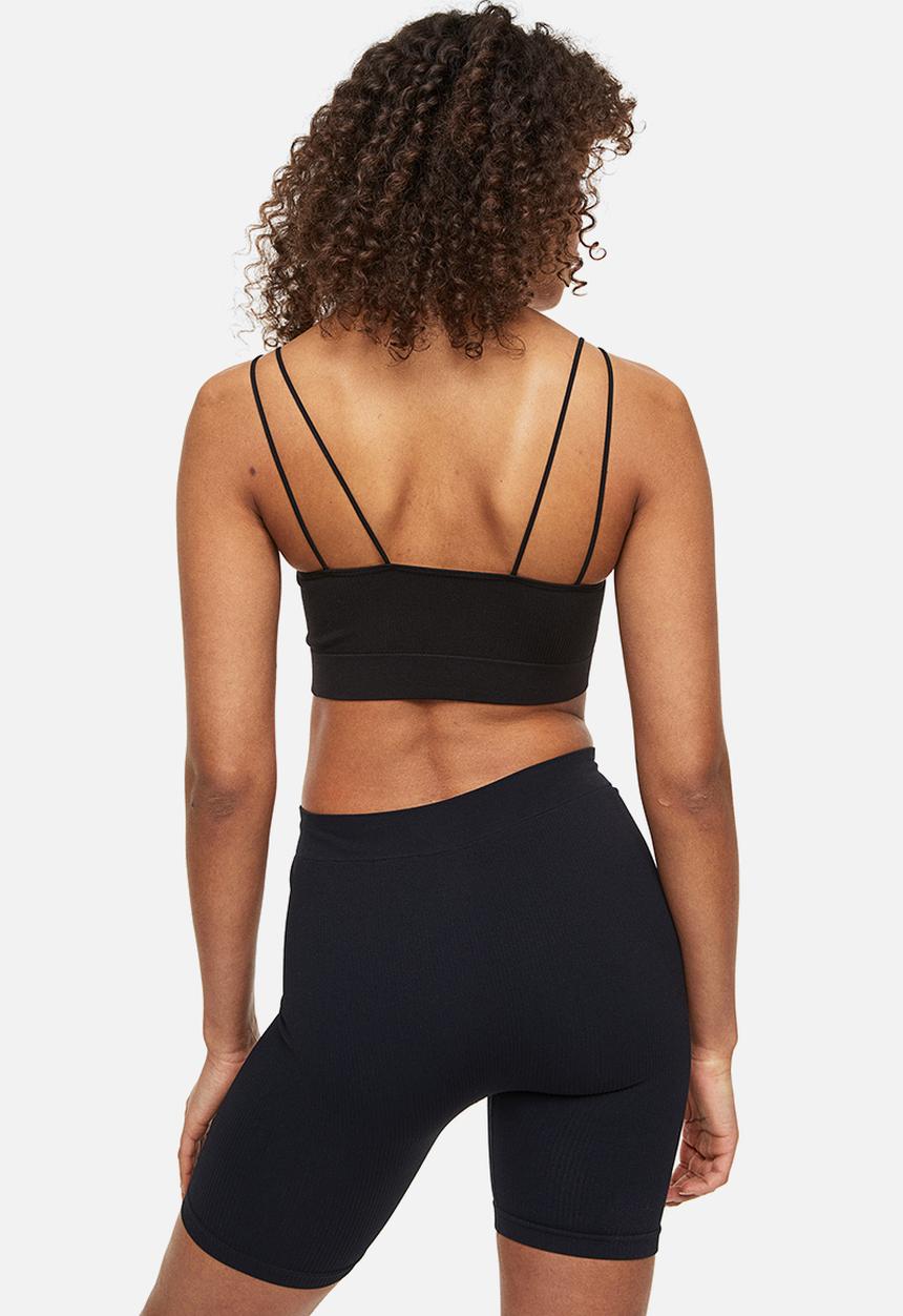 H&M - Ribbed seamless crop top - black