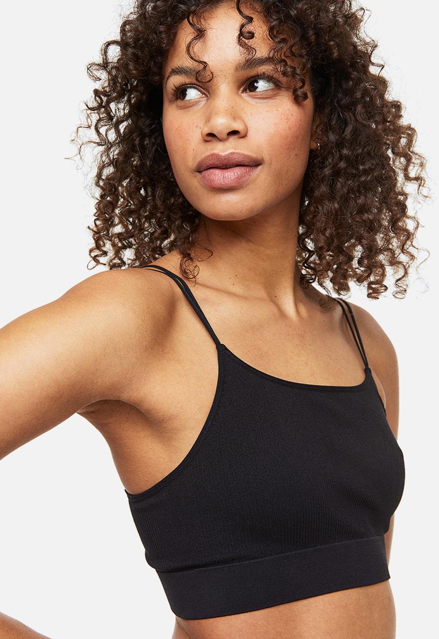 H&M - Ribbed seamless crop top - black