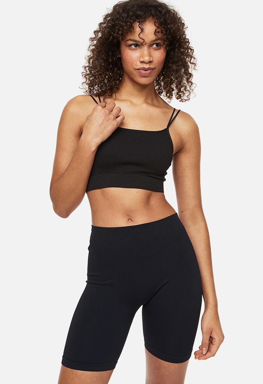 H&M - Ribbed seamless crop top - black