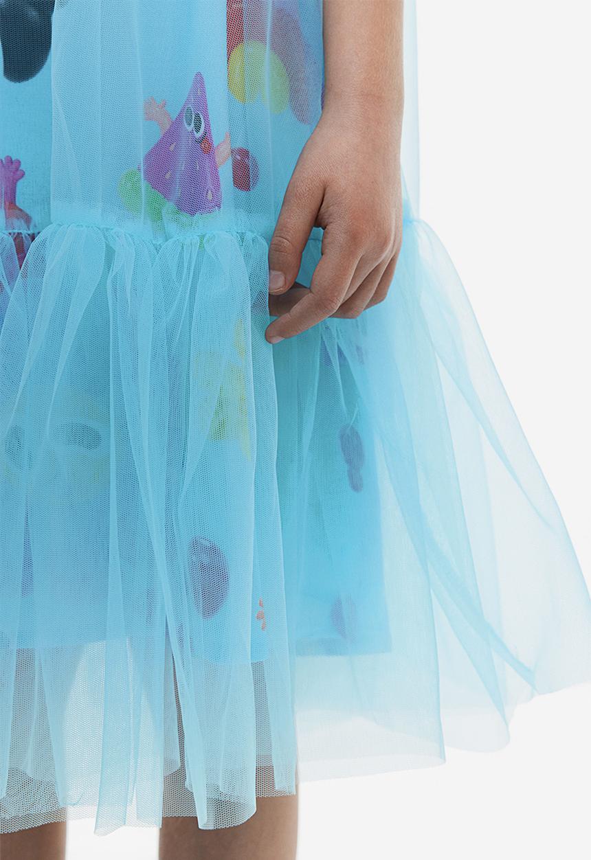 H&M - Eva Cremers x H&M: Patterned tulle dress - light blue/patterned