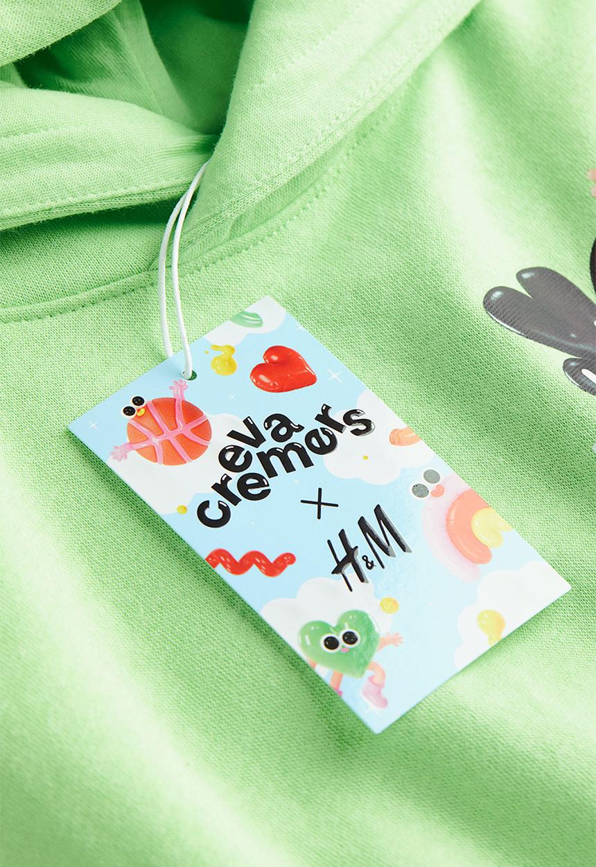 H&M - Eva Cremers x H&M: Printed hoodie - light green 