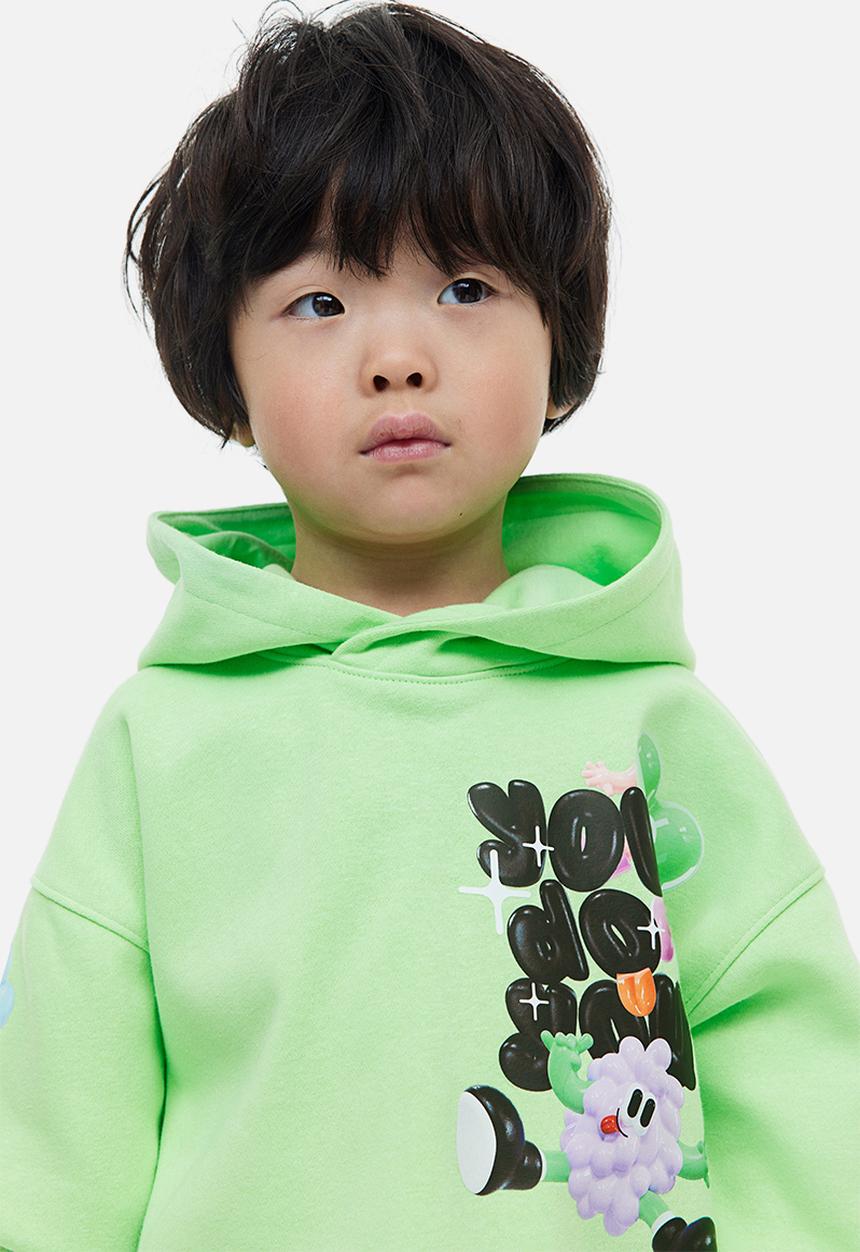 H&M - Eva Cremers x H&M: Printed hoodie - light green 