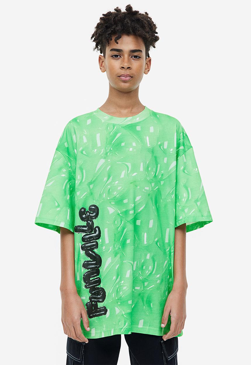 H&M - Eva Cremers x H&M: Oversized printed T-shirt - light green
