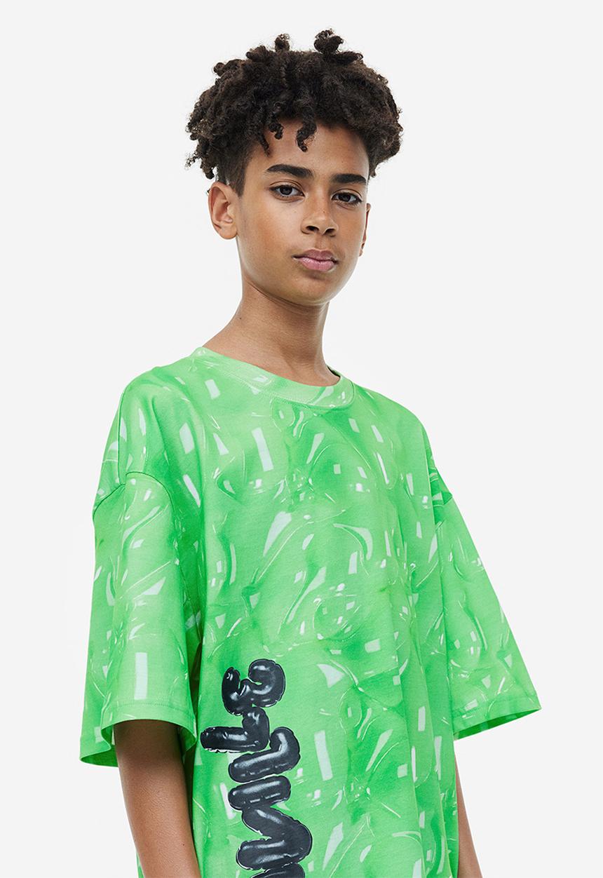 H&M - Eva Cremers x H&M: Oversized printed T-shirt - light green