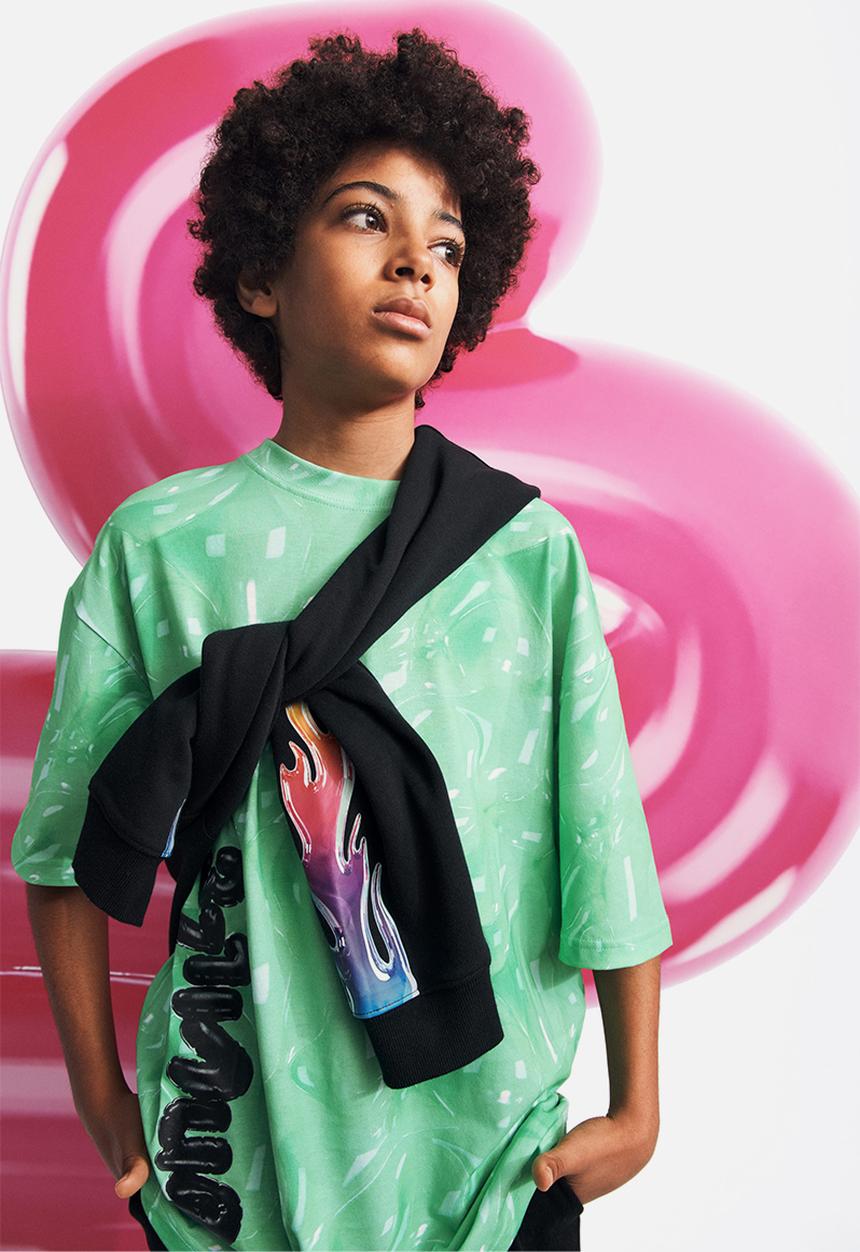 H&M - Eva Cremers x H&M: Oversized printed T-shirt - light green