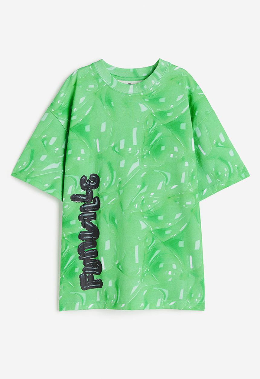 H&M - Eva Cremers x H&M: Oversized printed T-shirt - light green