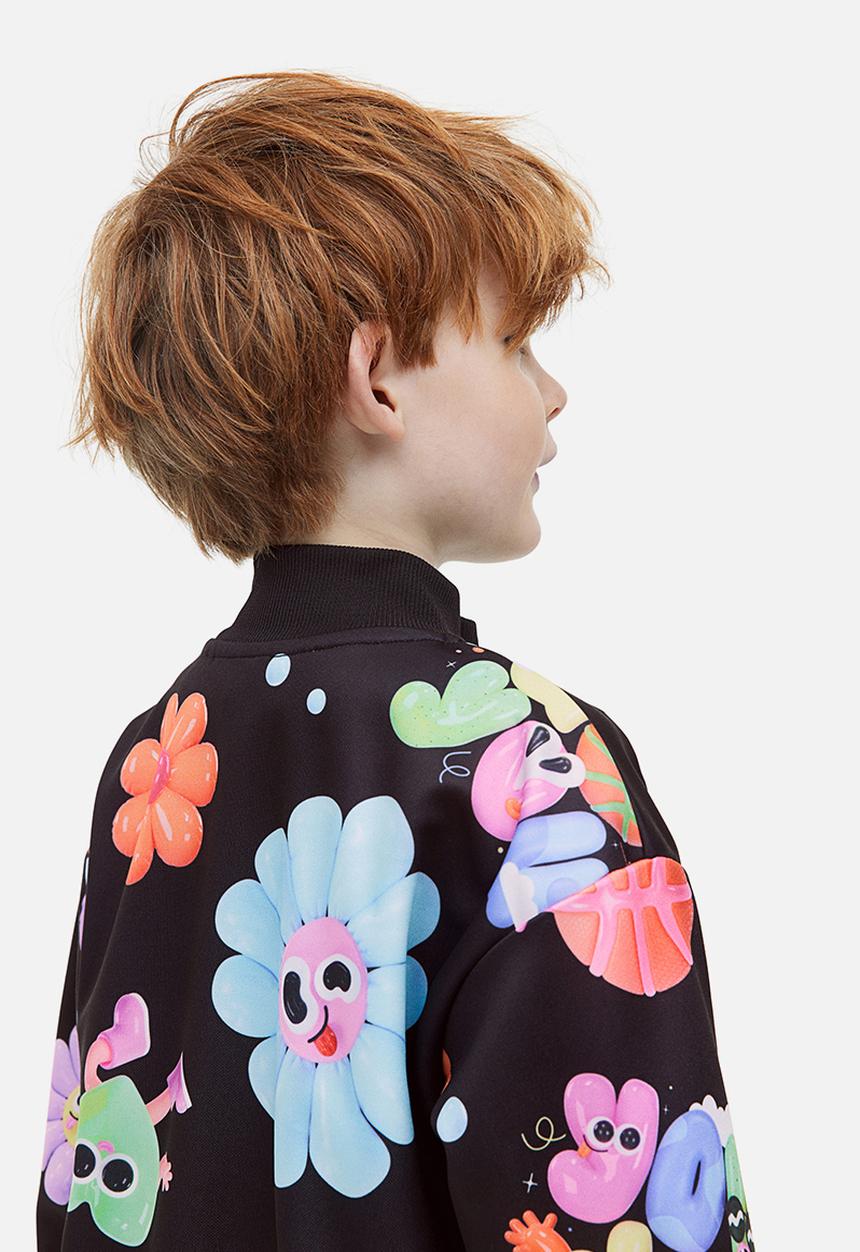 H&M - Eva Cremers x H&M: Printed track jacket - black/patterned 