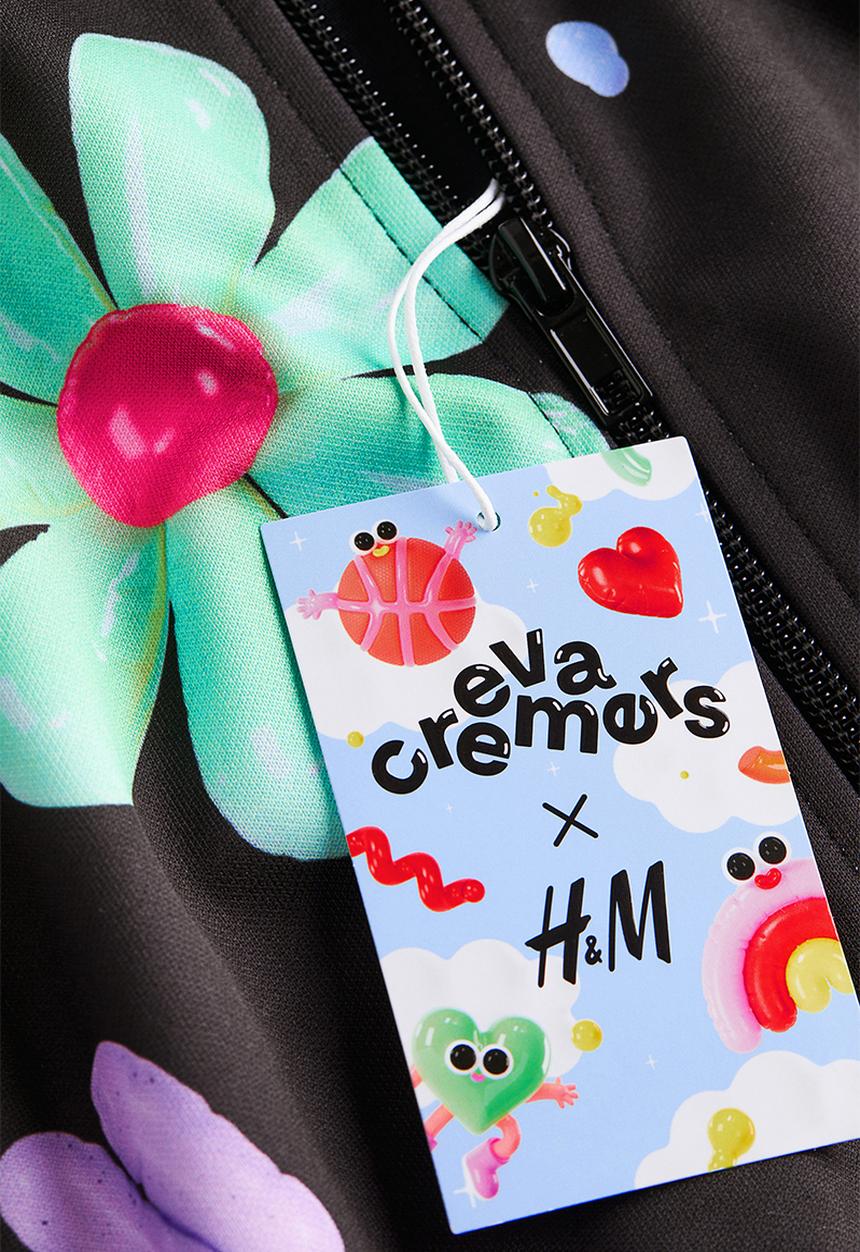 H&M - Eva Cremers x H&M: Printed track jacket - black/patterned 