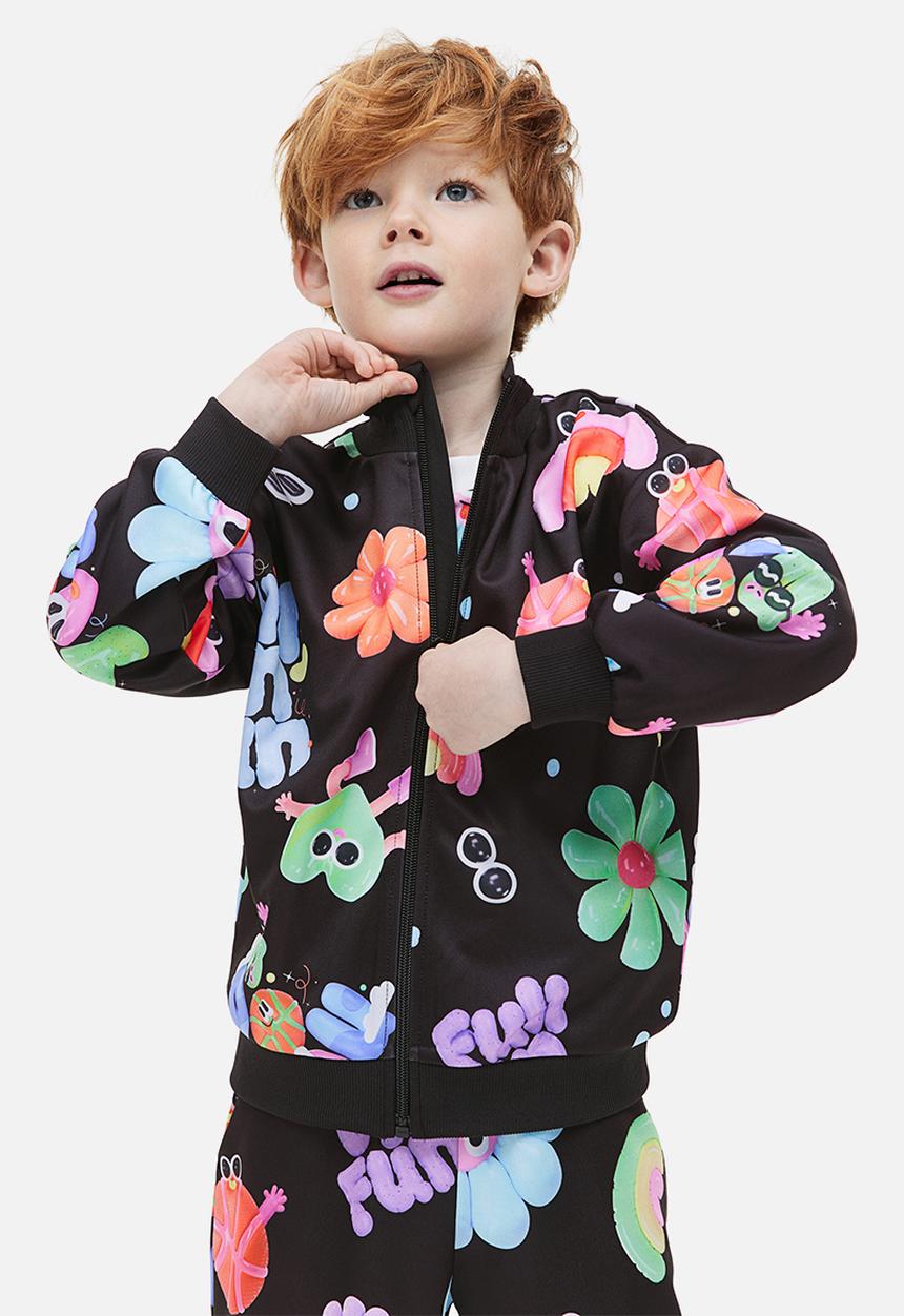 H&M - Eva Cremers x H&M: Printed track jacket - black/patterned 