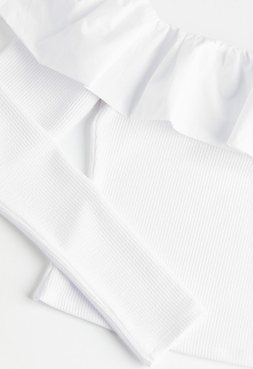 H&M - Flounce-trimmed off-the-shoulder top - white