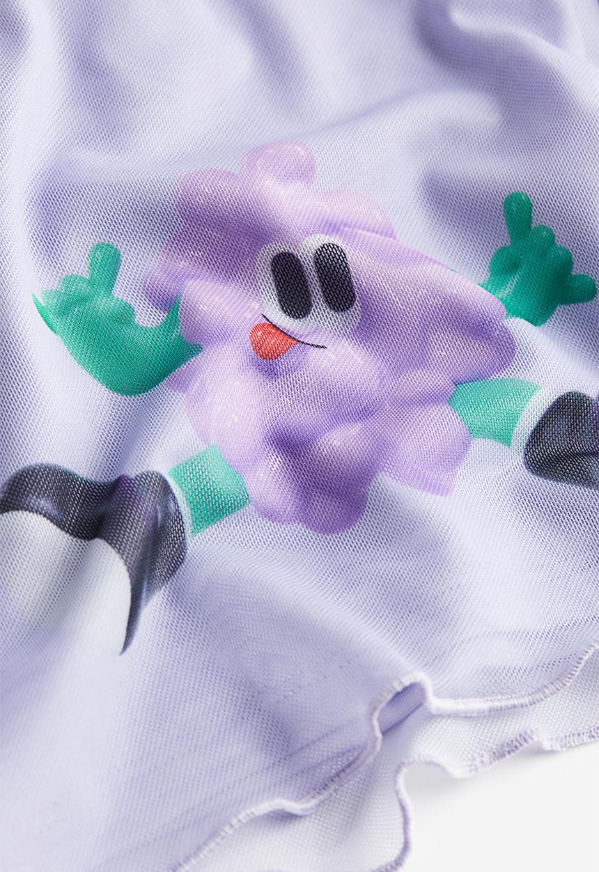 H&M - Eva Cremers x H&M: Printed mesh top - light purple 