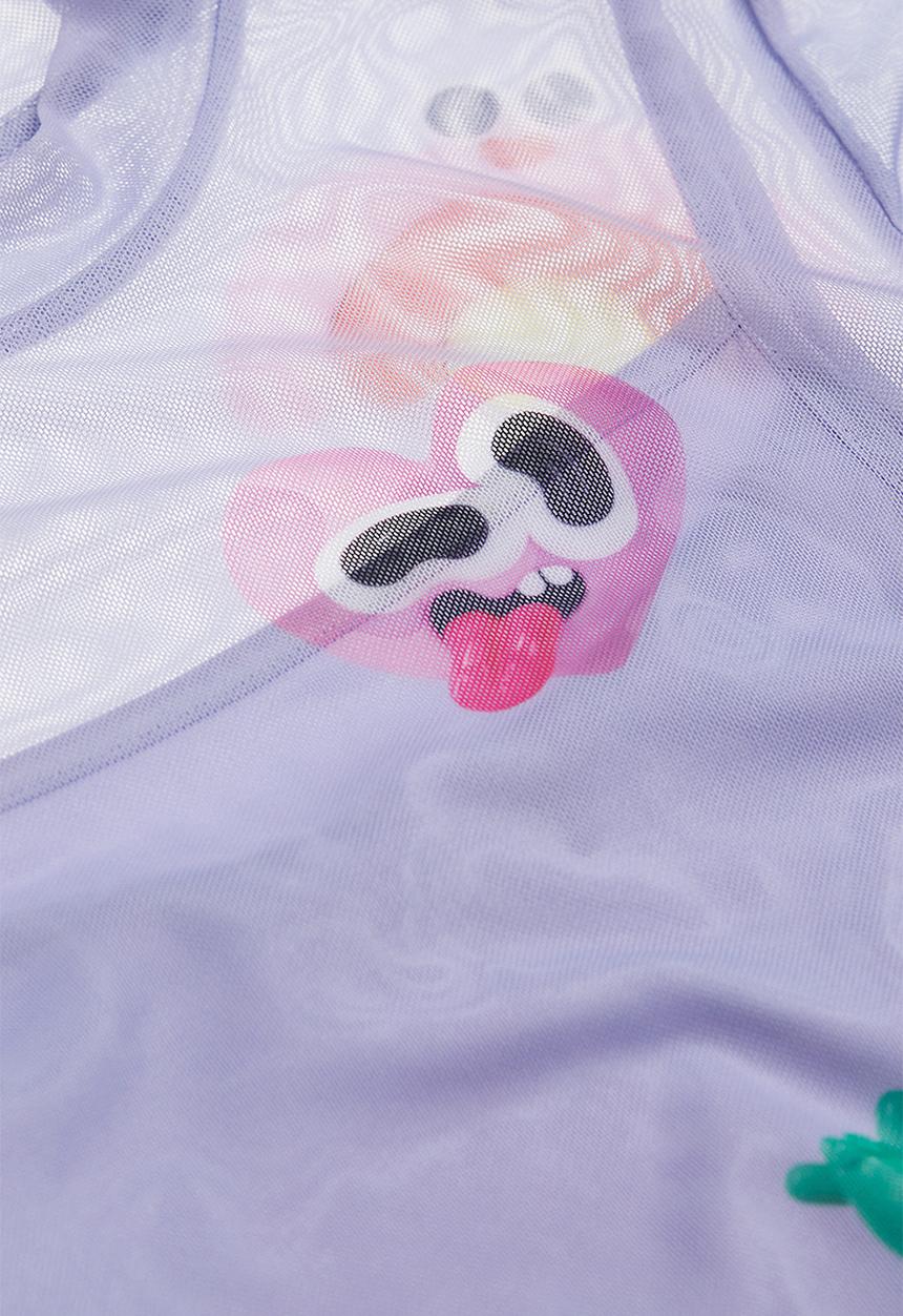H&M - Eva Cremers x H&M: Printed mesh top - light purple 