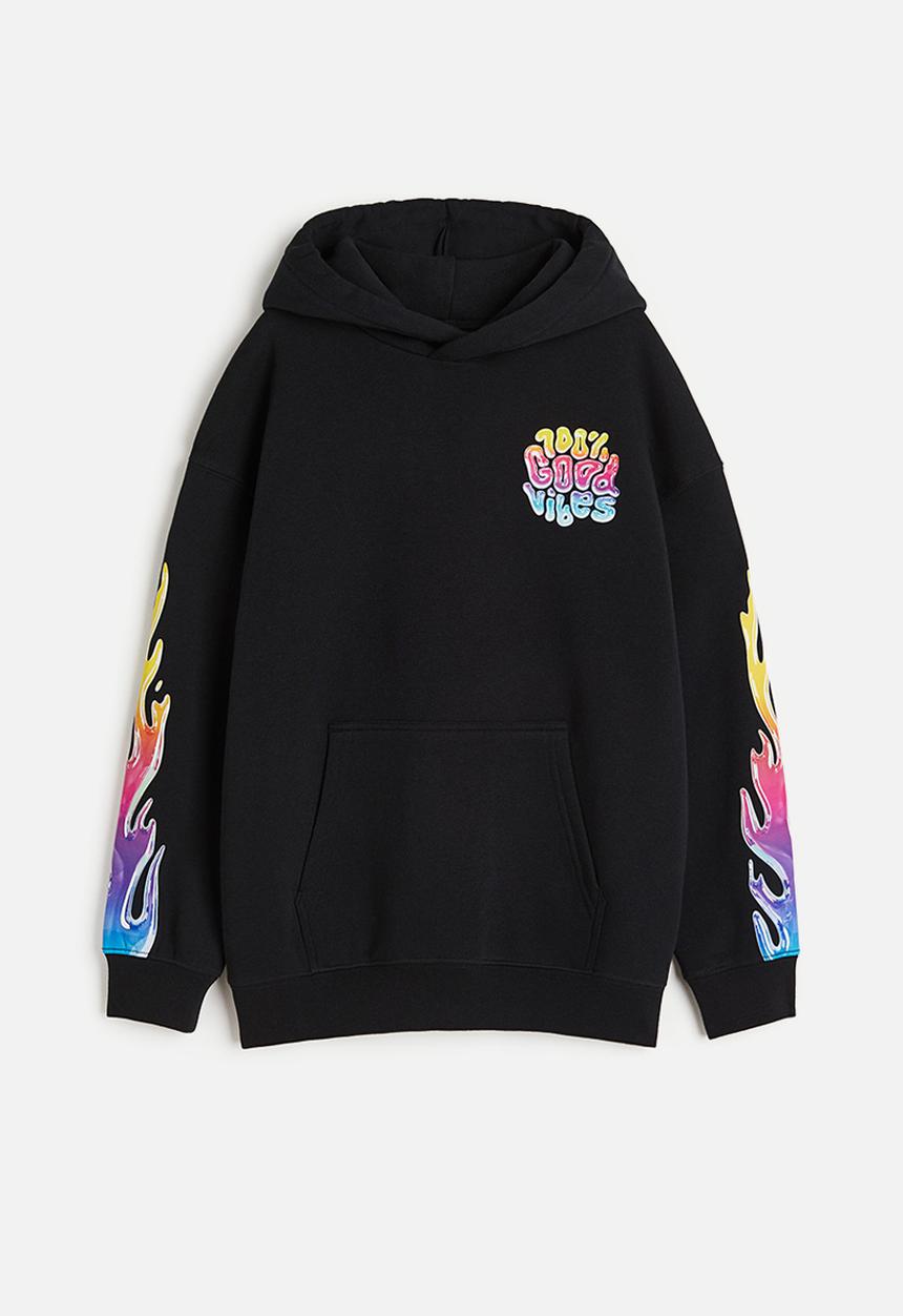 H&M - Eva Cremers x H&M: Printed hoodie - black