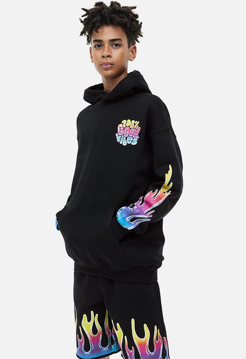 H&M - Eva Cremers x H&M: Printed hoodie - black
