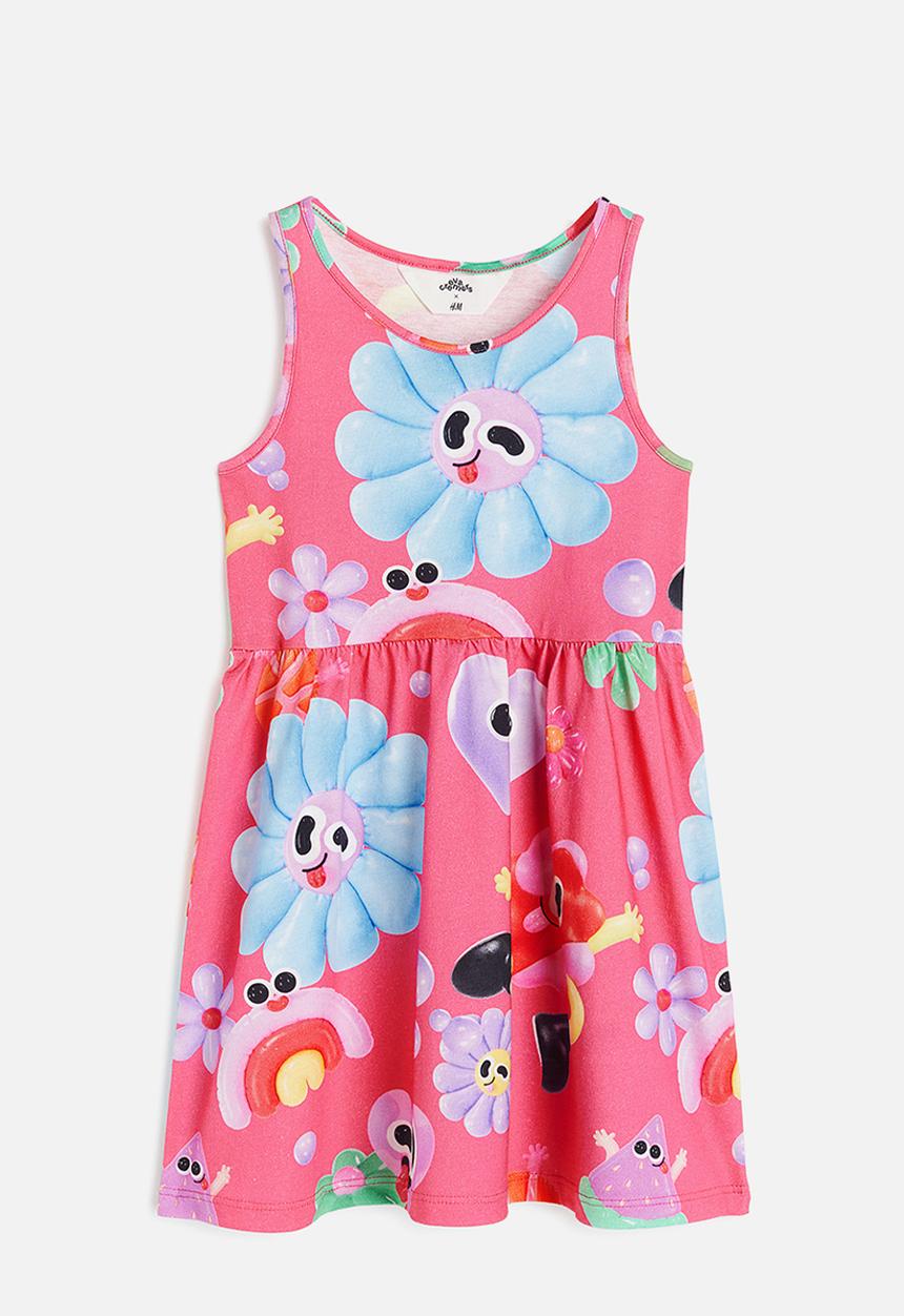 H&M - Eva Cremers x H&M: Printed jersey dress - cerise/patterned 