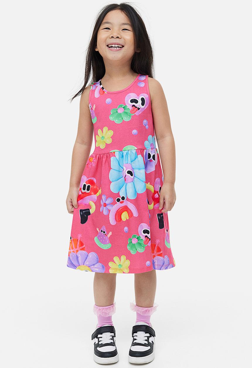 H&M - Eva Cremers x H&M: Printed jersey dress - cerise/patterned 