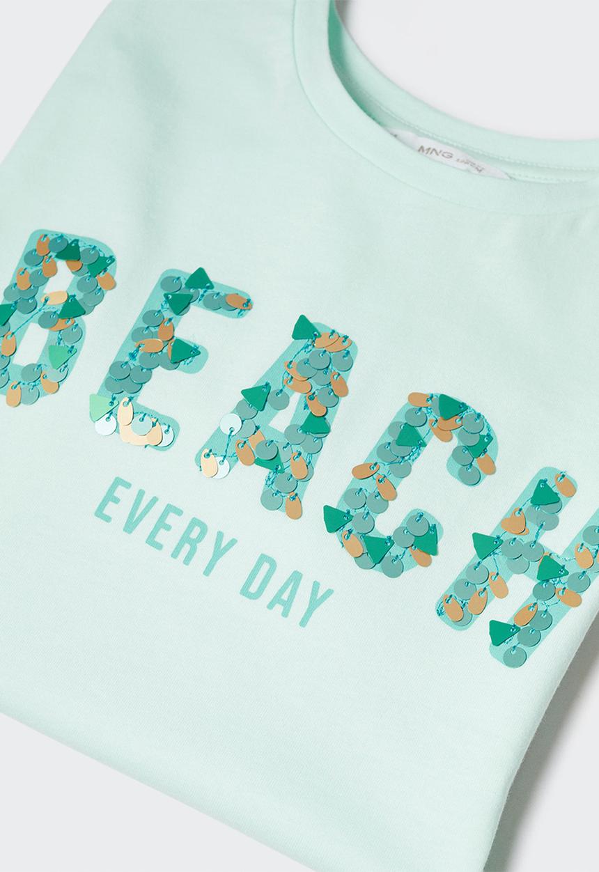 MANGO - T-shirt beach - turquoise