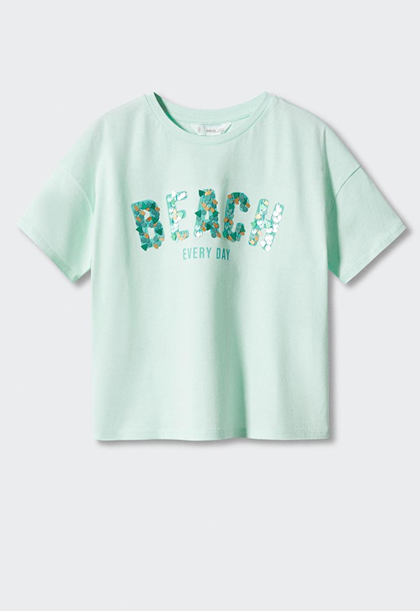 MANGO - T-shirt beach - turquoise