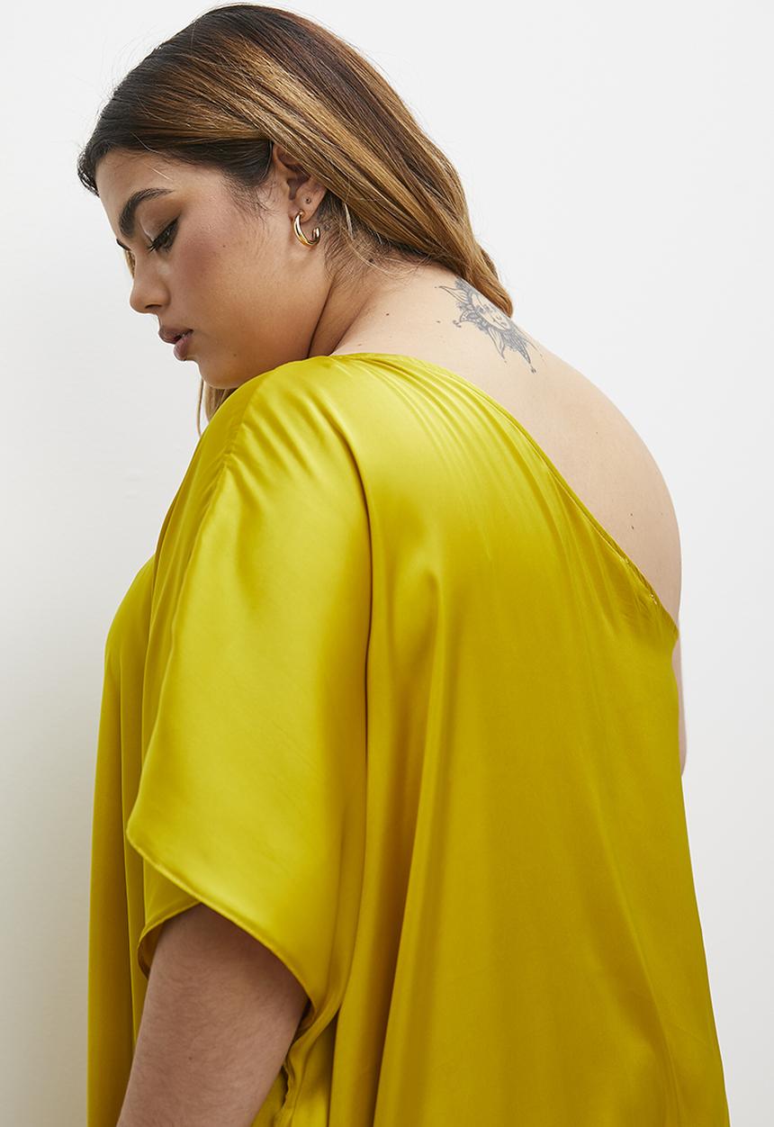 VELVET - Volume kaftan maxi dress- lime